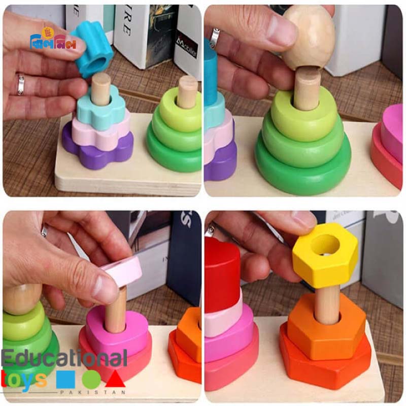 Wooden Four Column Tower Puzzle