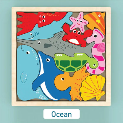 Wooden 3D Cartoon Block Puzzle