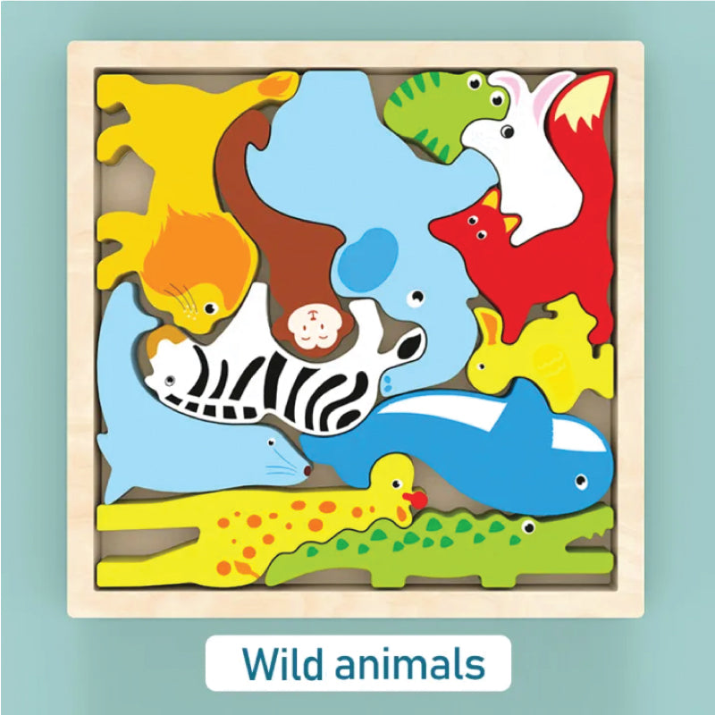 Wooden 3D Cartoon Block Puzzle