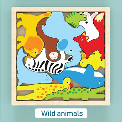 Wooden 3D Cartoon Block Puzzle