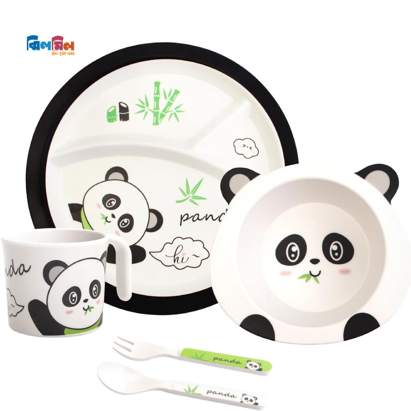 5pcs Bamboo Fibre Children Tableware Dining Set