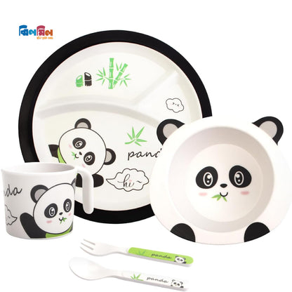 5pcs Bamboo Fibre Children Tableware Dining Set