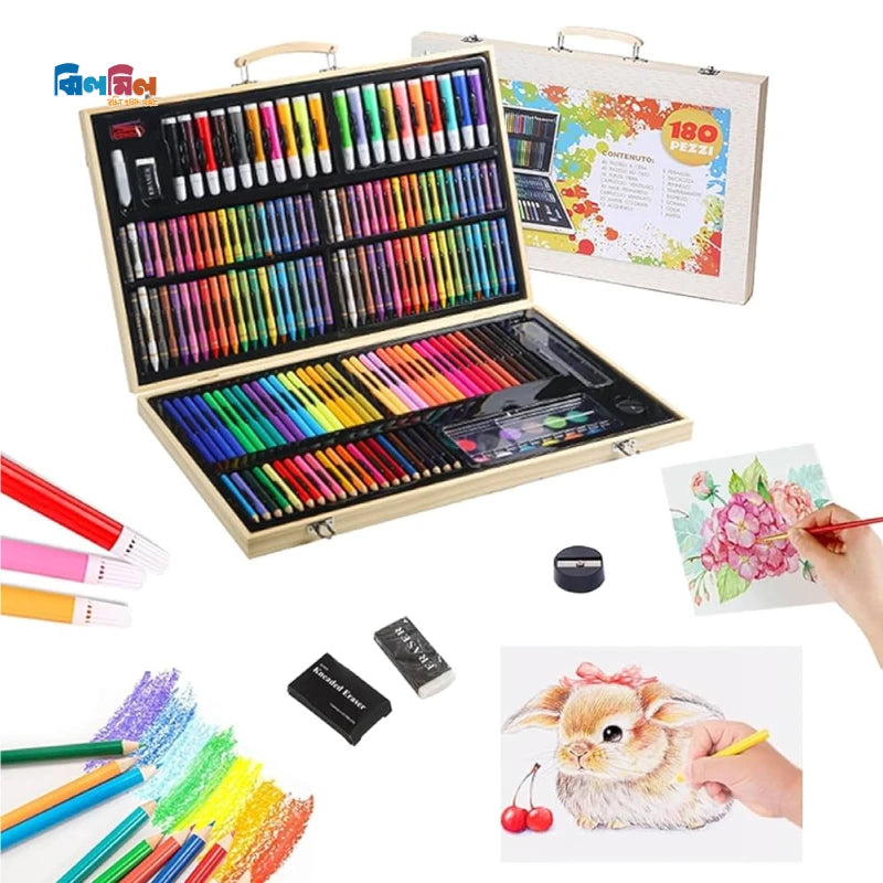 180 Pcs Color Deluxe Wood Art Drawing Set