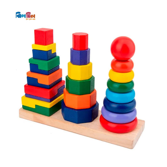 Wooden Three Column Rainbow Tower