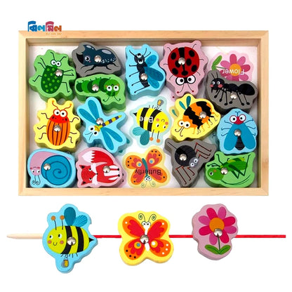 Montessori Wooden Insects With Fishing Sticks