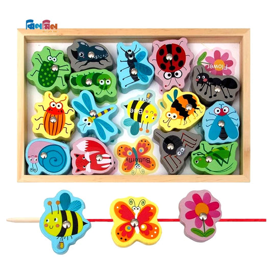 Montessori Wooden Insects With Fishing Sticks