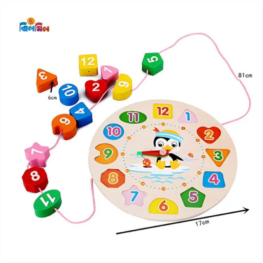 Wooden Clock Puzzles Time Learning Shape Sorting