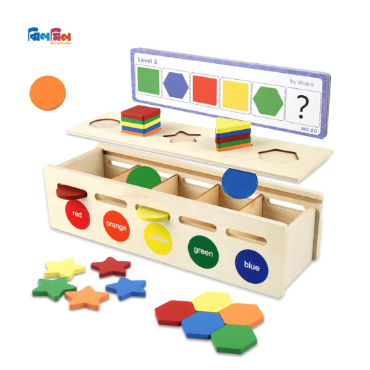 Wooden Shape and Color Sorting Box
