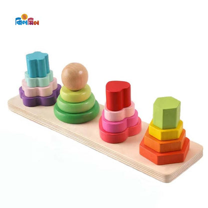 Wooden Four Column Tower Puzzle