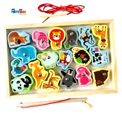 Montessori Wooden Animals With Fishing Sticks