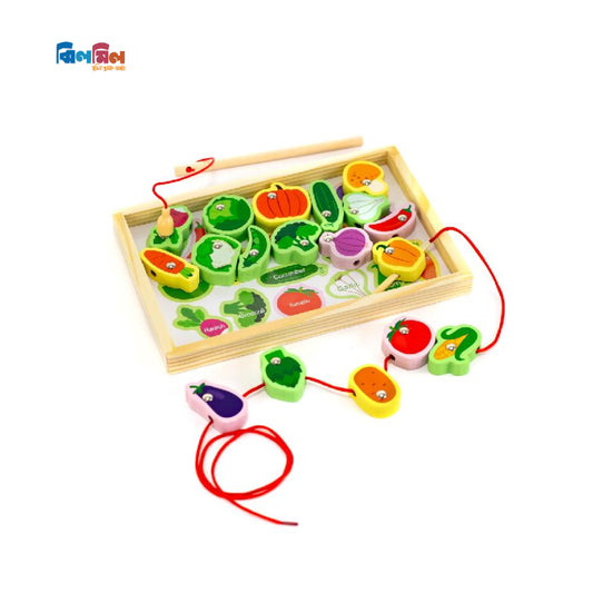 Montessori Wooden Veggies With Fishing Sticks