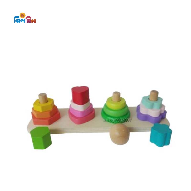 Wooden Four Column Tower Puzzle