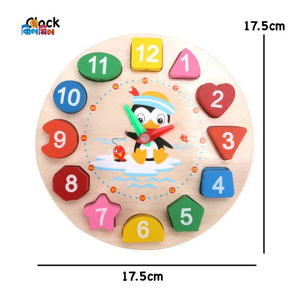 Wooden Clock Puzzles Time Learning Shape Sorting