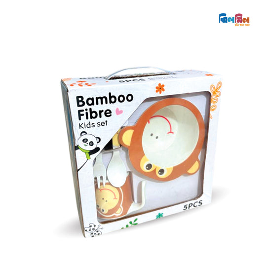 5pcs Bamboo Fibre Children Tableware Dining Set