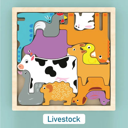 Wooden 3D Cartoon Block Puzzle