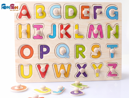 Kid Early Educational Toys Baby Hand Grasp Wooden Pin Puzzle Toy Alphabet Digit Learning Education Wood Jigsaw Baby Gift 31cm