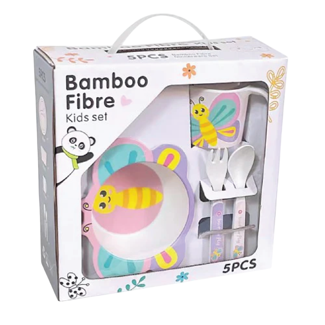 5pcs Bamboo Fibre Children Tableware Dining Set