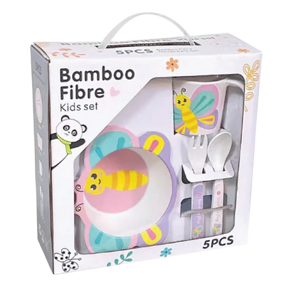 5pcs Bamboo Fibre Children Tableware Dining Set