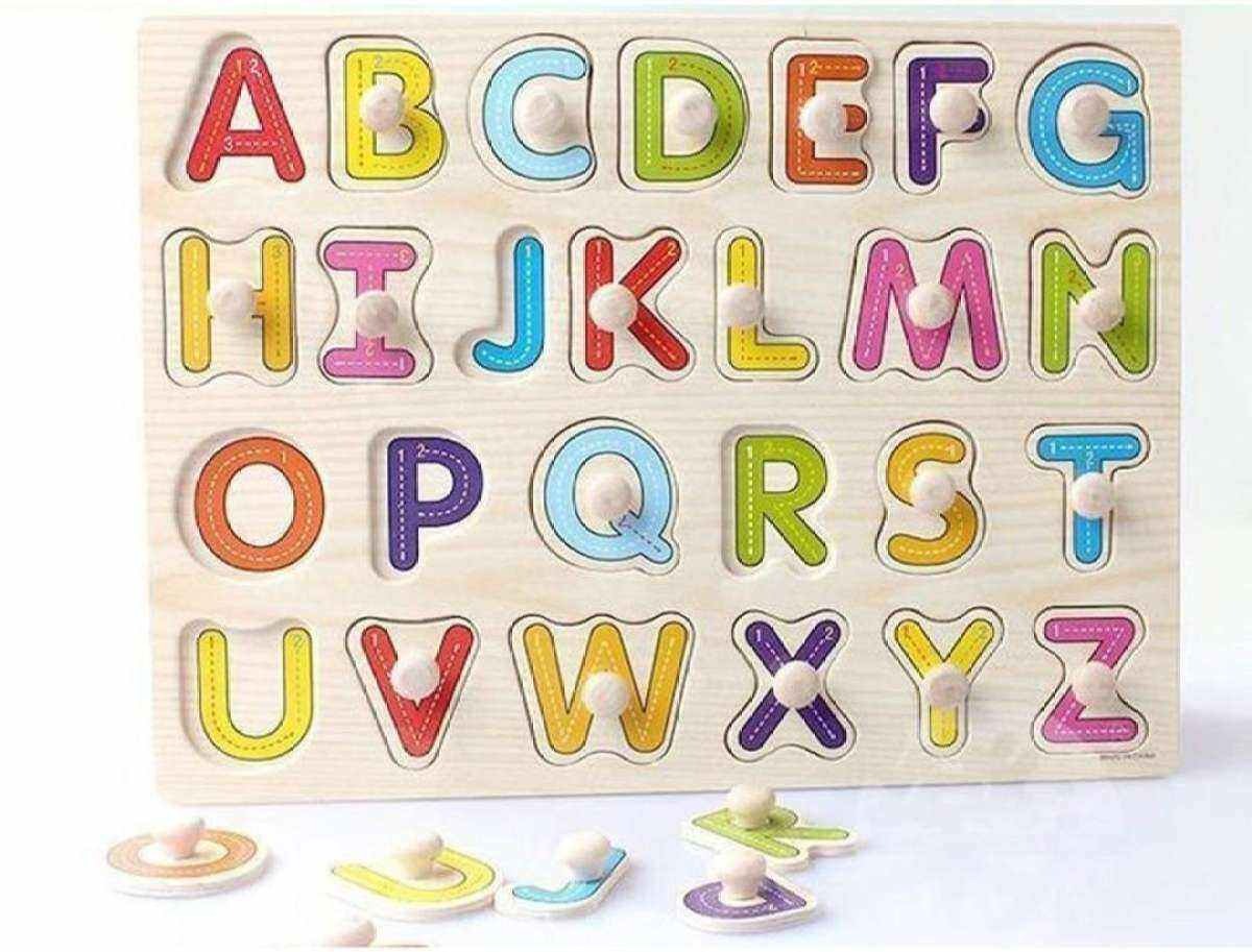 Kid Early Educational Toys Baby Hand Grasp Wooden Pin Puzzle Toy Alphabet Digit Learning Education Wood Jigsaw Baby Gift 31cm