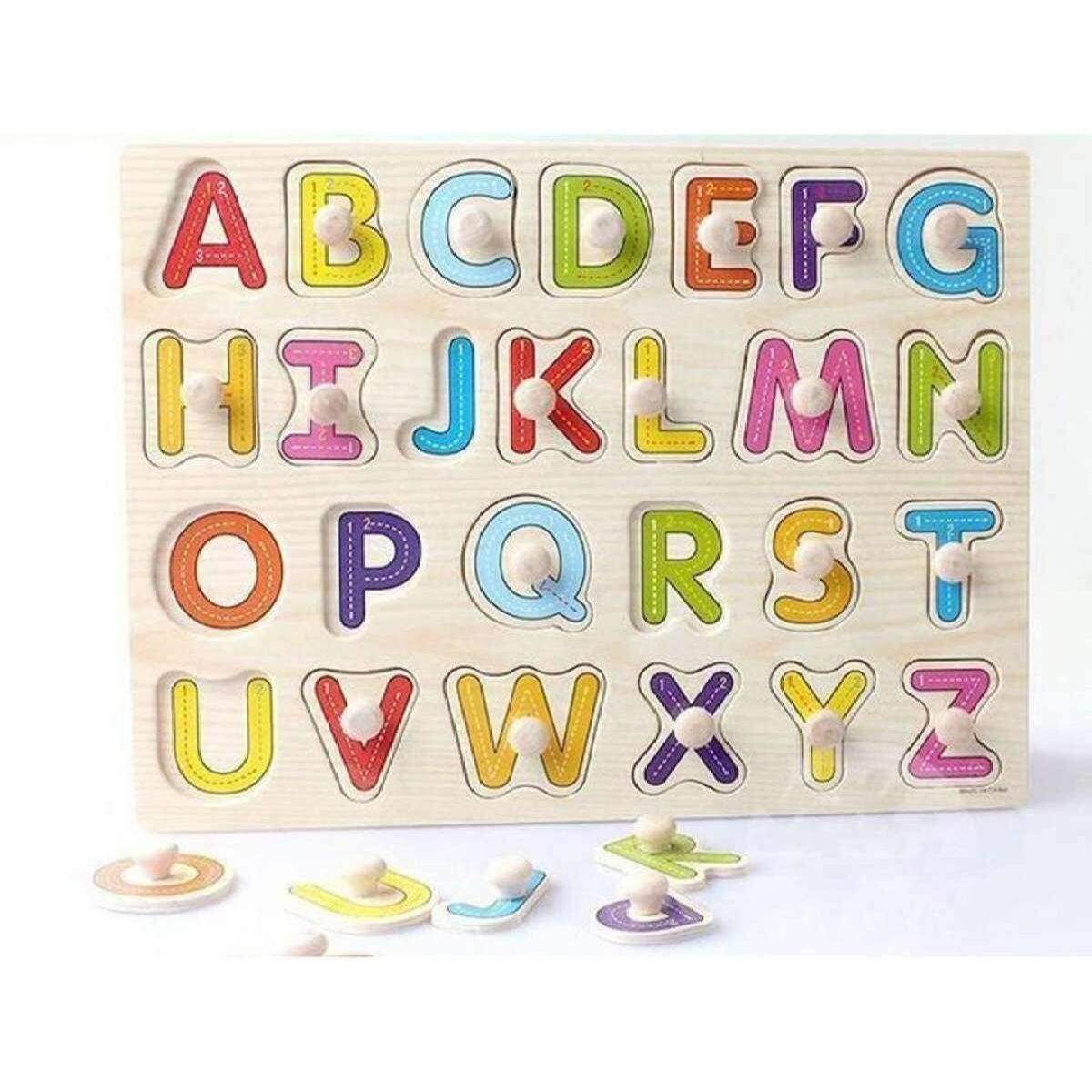 Kid Early Educational Toys Baby Hand Grasp Wooden Pin Puzzle Toy Alphabet Digit Learning Education Wood Jigsaw Baby Gift 31cm